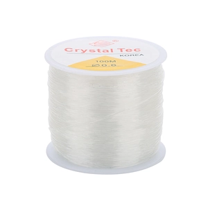 Macro detail of Crystal Tec 0.6mm transparent elastic string for DIY jewelry making