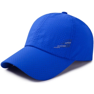 Casquette de baseball en mesh bleu marine respirant avec texte LEADING company imprimé