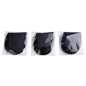 Three-piece set of breathable black sleep masks in clear travel packaging