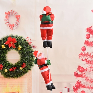 30cm Climbing Santa Claus figures on rope for Christmas tree and indoor decoration