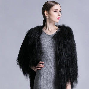 Women Faux Fur Coat Medium Long Fluffy Artificial Fur Jacket Winter Warm Streetwear Fashion Outerwear Collarless