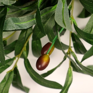 Artificial olive leaf wreath with green foliage and berries for home door decoration