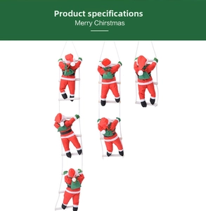 Three-tiered 40cm Santa Claus climbing rope ladder figures for festive home wall decoration