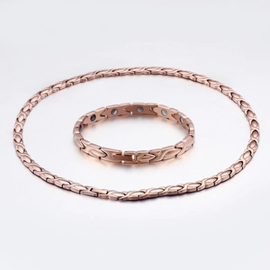 Gioielli Magnetici Oro Rosa Collana E Bracciale Acciaio Inossidabile Accessori Moda Terapia Salute Geometrica