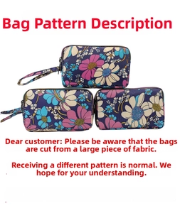 Detailed view of floral canvas purses with metal zippers and side wristlet straps