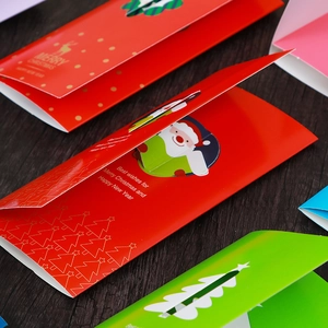 3D wing heart Christmas greeting cards set with Santa and reindeer festive designs