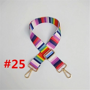 Adjustable colorful rainbow striped bag strap with premium gold metal swivel hooks
