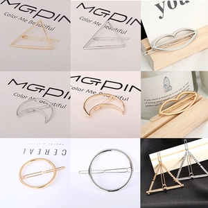 Geometric Metal Hair Clips Alloy Triangle Moon Round Lips Minimalist Fashion Side Pins For Women