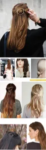 Various styles of gold geometric hair clips including moon and triangle shapes