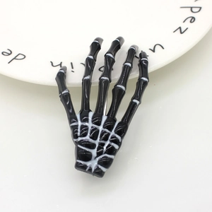 Gothic black skeleton hand hair claw clip with white web texture for Halloween hair styling