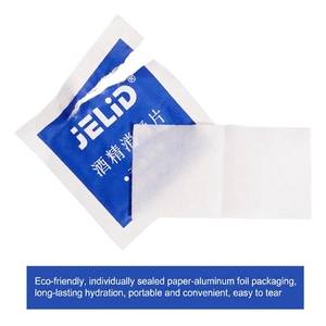 Individually wrapped alcohol prep pads and white non-woven wipes for jewelry cleaning