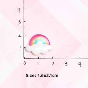 Rainbow resin flatback charm for DIY crafts showing size dimensions 1.6x2.1cm