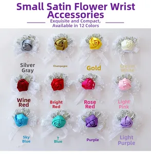 Détail de 12 couleurs de corsages de poignet pour mariée avec rubans et perles