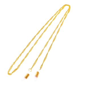 Minimalist gold stainless steel eyeglass chain with durable twist rope texture links