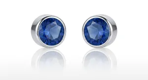 Blue cubic zirconia magnetic earrings with silver-tone stainless steel base for men and women