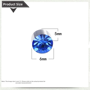 6mm blue magnetic stud earring detail with dimensions showing width and side thickness