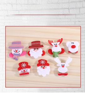 LED Christmas fabric brooches set including Santa Snowman and Deer with glowing lights