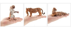 Realistic tiger animal models set including roaring tiger and tigress with cubs