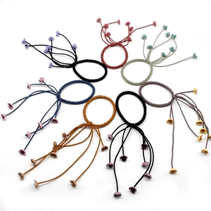 Floral elastic hair ties set with hanging resin flowers in eight assorted colors