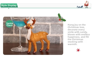 Realistic Christmas reindeer figurine with white spots and antlers for holiday decor