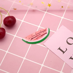 Cute watermelon shaped BB hair clip for girls with colorful fruit pattern and matte finish
