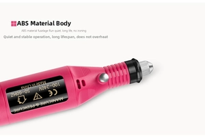 Vista dettagliata della fresa per unghie rosa in ABS con certificazione CE e specifiche