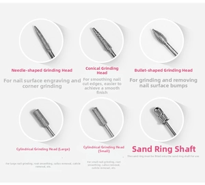 Set di 6 punte metalliche professionali per fresa per unghie per manicure elettrica
