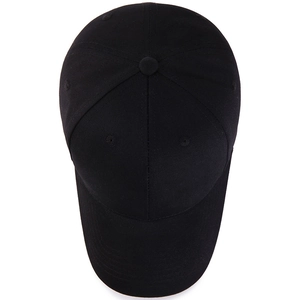 Classic black cotton twill baseball cap with curved brim in minimalist six-panel design