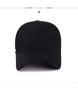 Detailed front view of black cotton twill baseball cap with six-panel construction