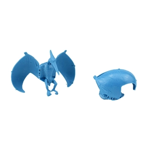 Blue pterodactyl deformation toy showing flying pose and folded egg shape transform