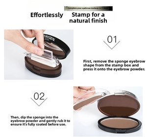 Dual-color eyebrow powder seal set with application steps for waterproof makeup