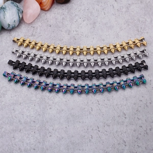 Punk style spiked rivet chain bracelets in gold silver black and rainbow steel