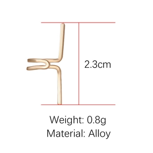 Minimalist U-shaped double C rose gold alloy ear cuff clip with 2.3cm height dimension