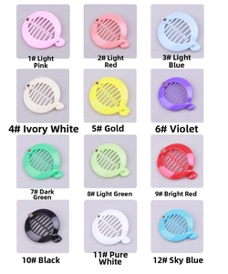 Detailed grid of 12 colorful plastic banana hair clips in various bright matte shades