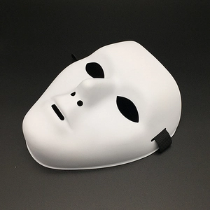 White full face mask with matte finish and black elastic band for hip-hop performances