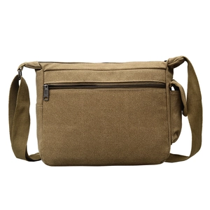 Premium canvas crossbody messenger bag for men in military green with large capacity