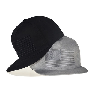 Snapback Hat Cotton Blend Twill USA Flag Embroidery Flat Brim Hip Hop Streetwear Adjustable Cap For Men Women