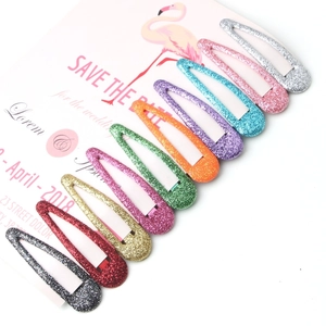 Lot de 10 barrettes à cheveux pailletées colorées pour filles sur carte rose