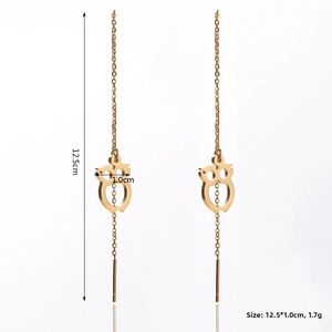 Detailed view of 12.5cm long golden owl ear threads with dimensions and weight specs