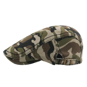 Classic jungle camouflage flat top cotton cap with adjustable metal copper buckle back