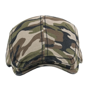 Classic cotton camouflage flat cap for men featuring a jungle pattern and durable canvas texture