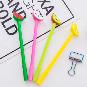 Set of 4 creative fruit topper gel pens including watermelon and kiwi designs