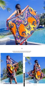 Detail of bohemian mandala and elephant print scarf for beach vacation styling