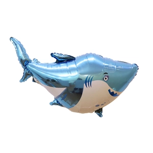 32-inch blue cartoon shark foil balloon for kids birthday and ocean party decoration