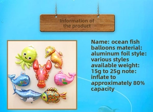 Detailed set of ocean animal foil balloons featuring lobster, shark and sea creatures
