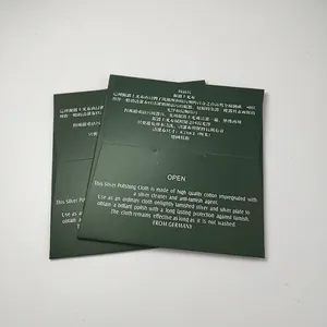 Polishing cloth for silver and gold jewelry in double-layered green packaging envelopes
