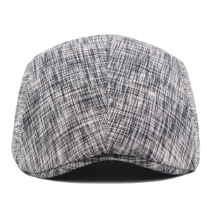 Classic striped contrast newsboy cap in soft cotton with retro textured pattern for men and women