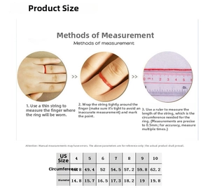 Detailed ring size chart with measurement guide and US sizing conversion for women's ring