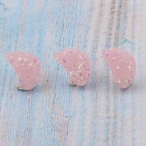 Pink synthetic opal resin tiny footprints beads with glitter for DIY jewelry making