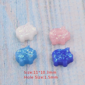 Cute Pig Animal Shaped Loose Beads Resin Artificial Opal Effect Iridescent Glitter For DIY Jewelry Making Crafts Accessory